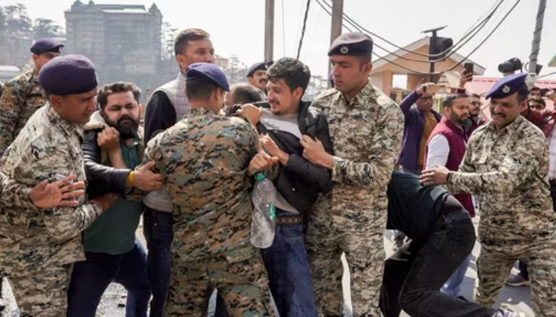 Congress Youth Arrested For Shirtless Protest After Dramatic 24-Hour Standoff