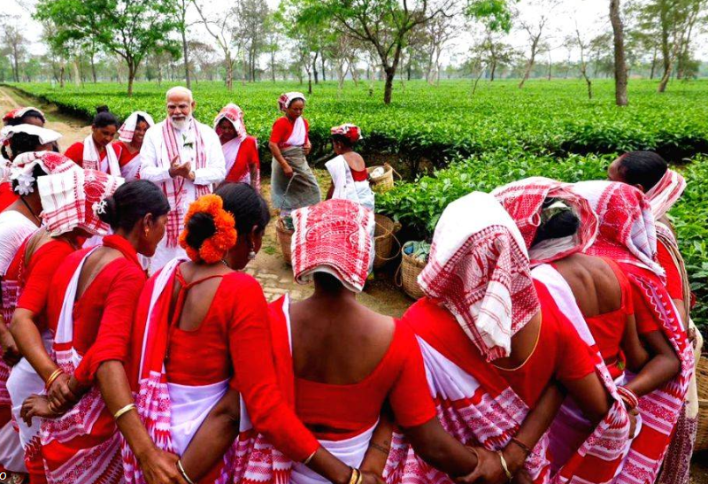 PM Modi Visits Assam Tea Gardens Ahead of Assembly Elections