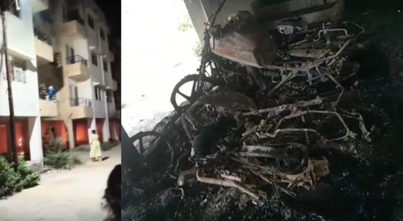 Fire Erupts PM Awas Yojana Complex, 5 Vehicles Engulfed in Fire