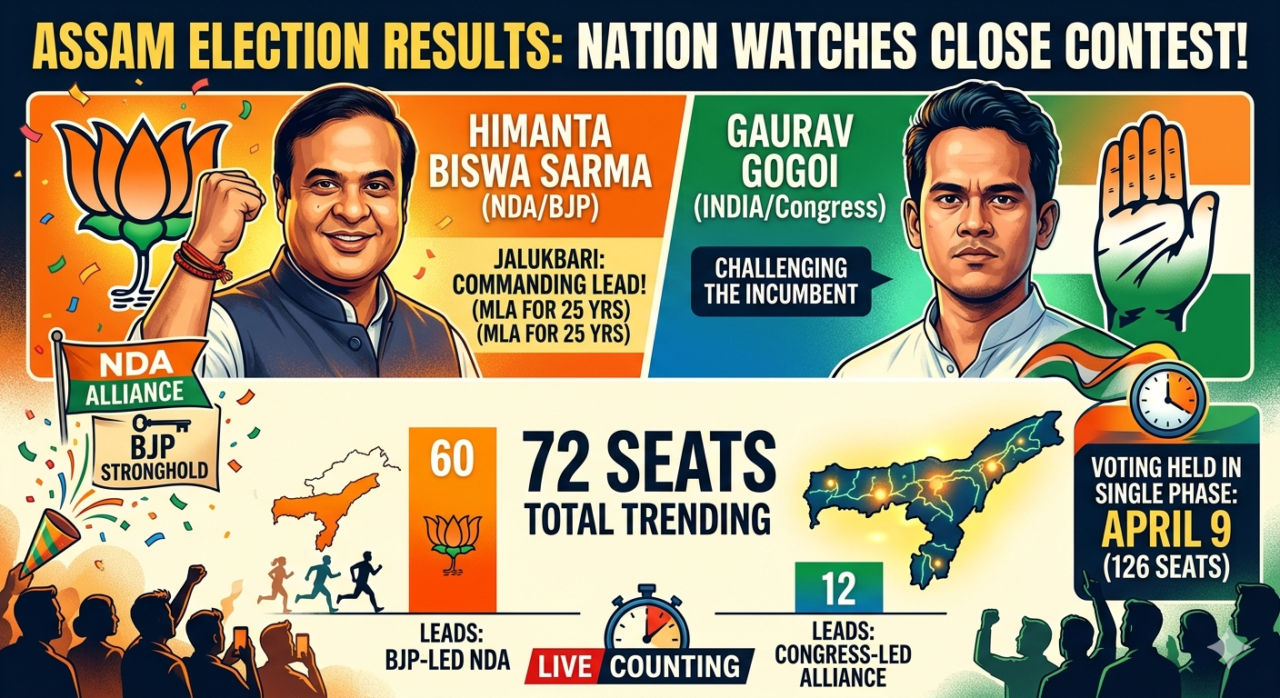 Assam Assembly Elections: BJP Leads in 60 Seats