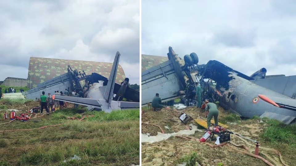 IAF aircraft crashes during landing at Jorhat airbase, claims five lives, co-pilot survives