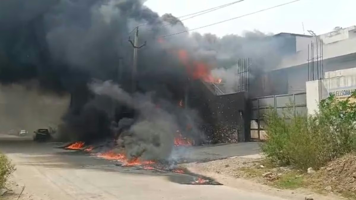 Massive fire breaks out at two factories in Bhiwadi