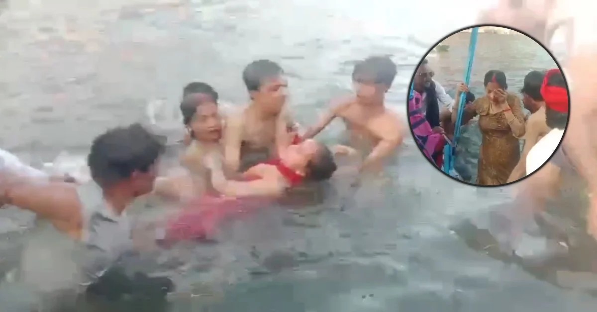 Boatmen save mother and two children from drowning river