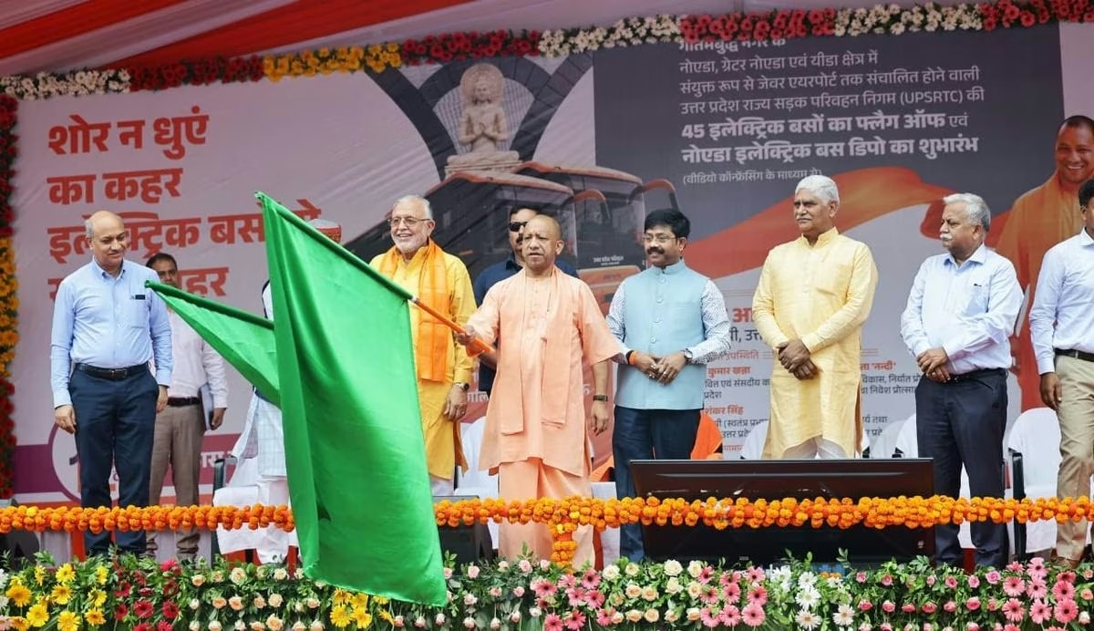 UP CM Yogi Adityanath flags off electric and hydrogen bus fleet