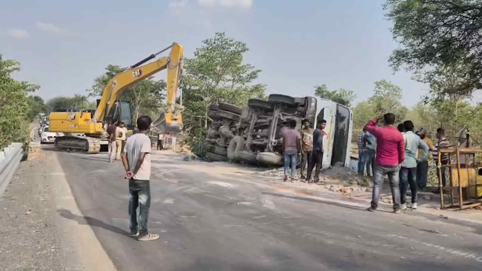 Ash-Laden truck overturns, triggers traffic jam and chaos