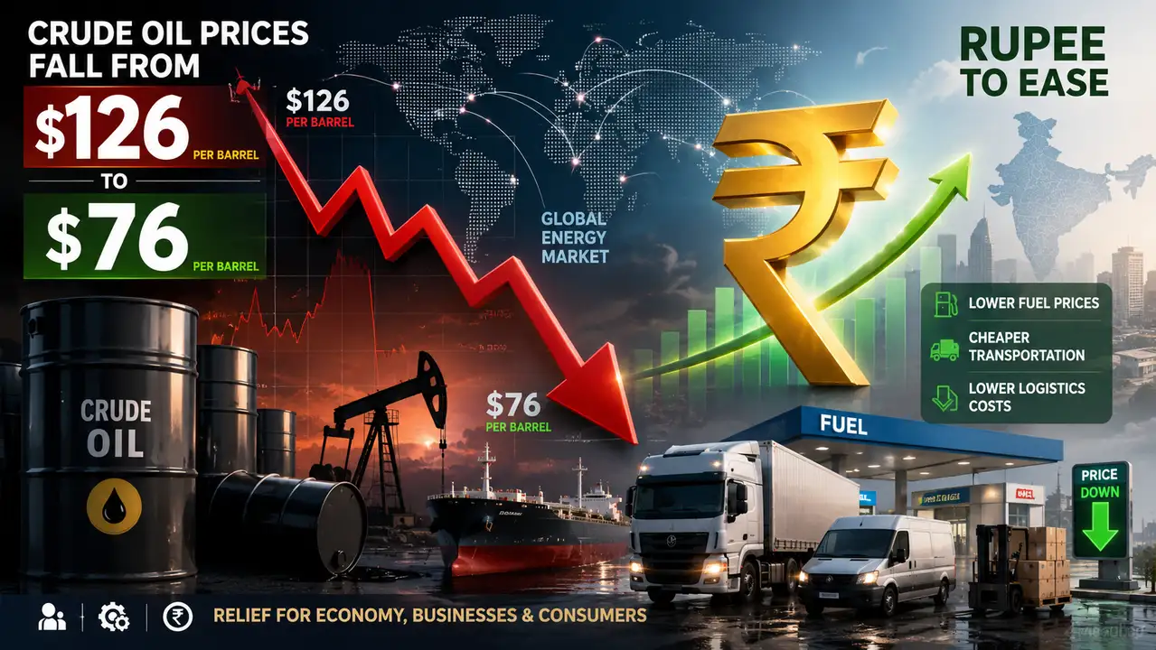 Crude oil prices drop by 15 percent marking a three month low
