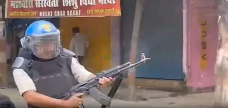 Bihar policeman suspended after firing AK 47 during Siwan student protest ; Rahul Gandhi take a dig at the centre