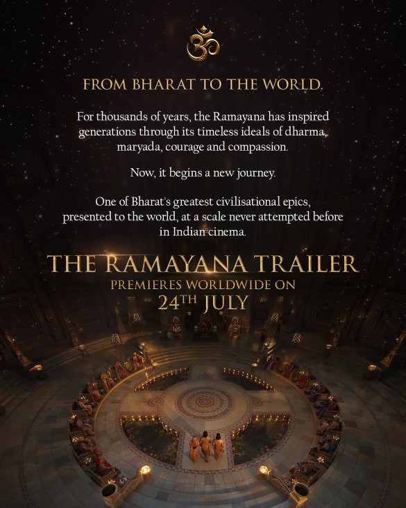 Ramayana trailer to premiere on July 24; Makers share date on Instagram