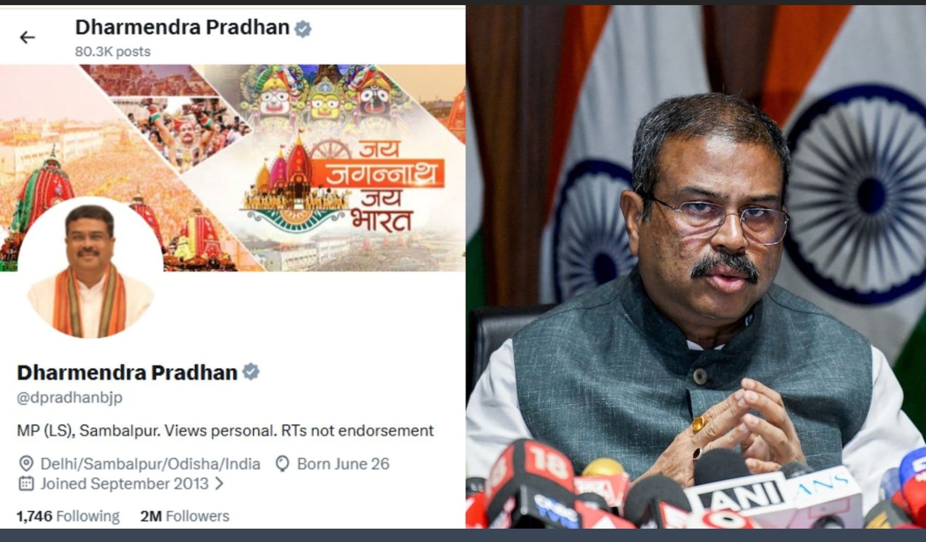 Dharmendra Pradhan bio updated on X, removed Union minister tag