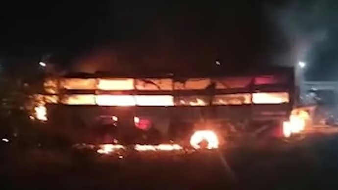 Eight killed, 24 injured as Rajasthan bus crashes into truck, catches fire