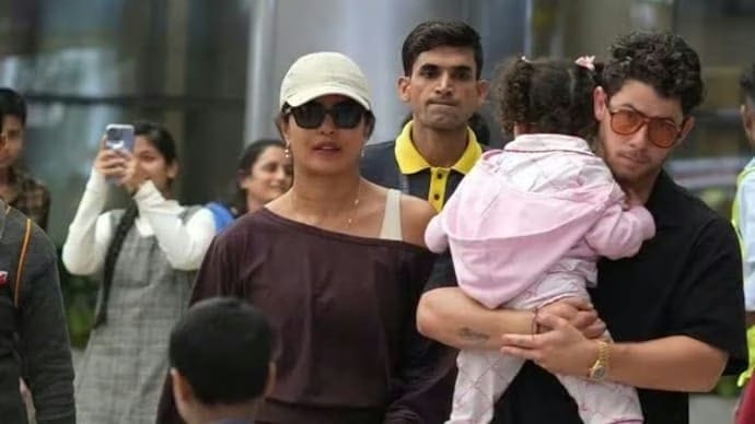 Priyanka Chopra arrives in Hyderabad with Nick Jonas, daughter Malti Marie