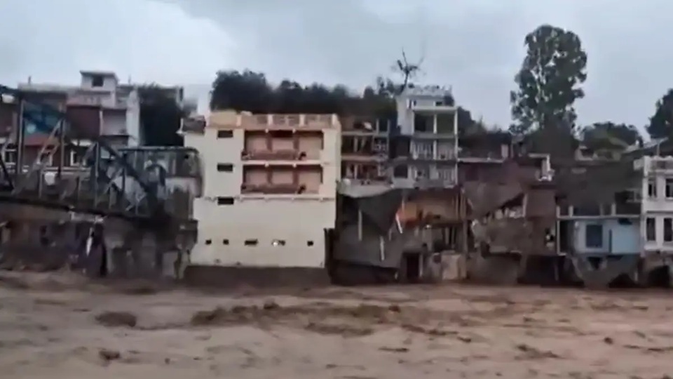 Floodwaters inundate Rajouri town after heavy rainfall in Jammu