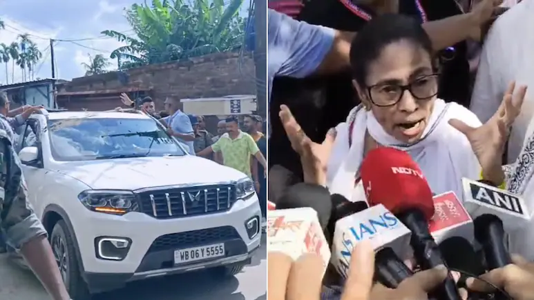 Mamata Banerjee’s car allegedly attacked with stones during protest in West Bengal