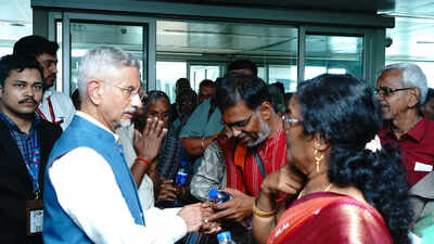 EAM S Jaishankar receives TN pilgrims recued from Nepal floods