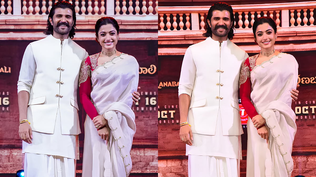 Rashmika Mandanna, Vijay Deverakonda turn heads in ivory and cream during Ranabaali promotions
