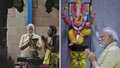 PM Modi offers prayers at Delhi Temple as he completes 25 years as Head of Government