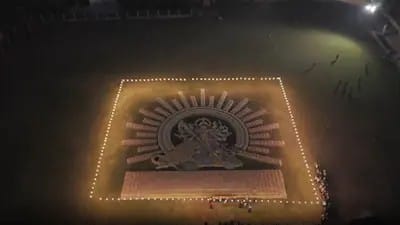Adani Cement creates 70-foot Maa Durga installation using 15,000 cement bags