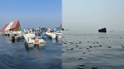 Iranian fishermen rush to salvage iPhones and Perfume after Cargo Ship sinks